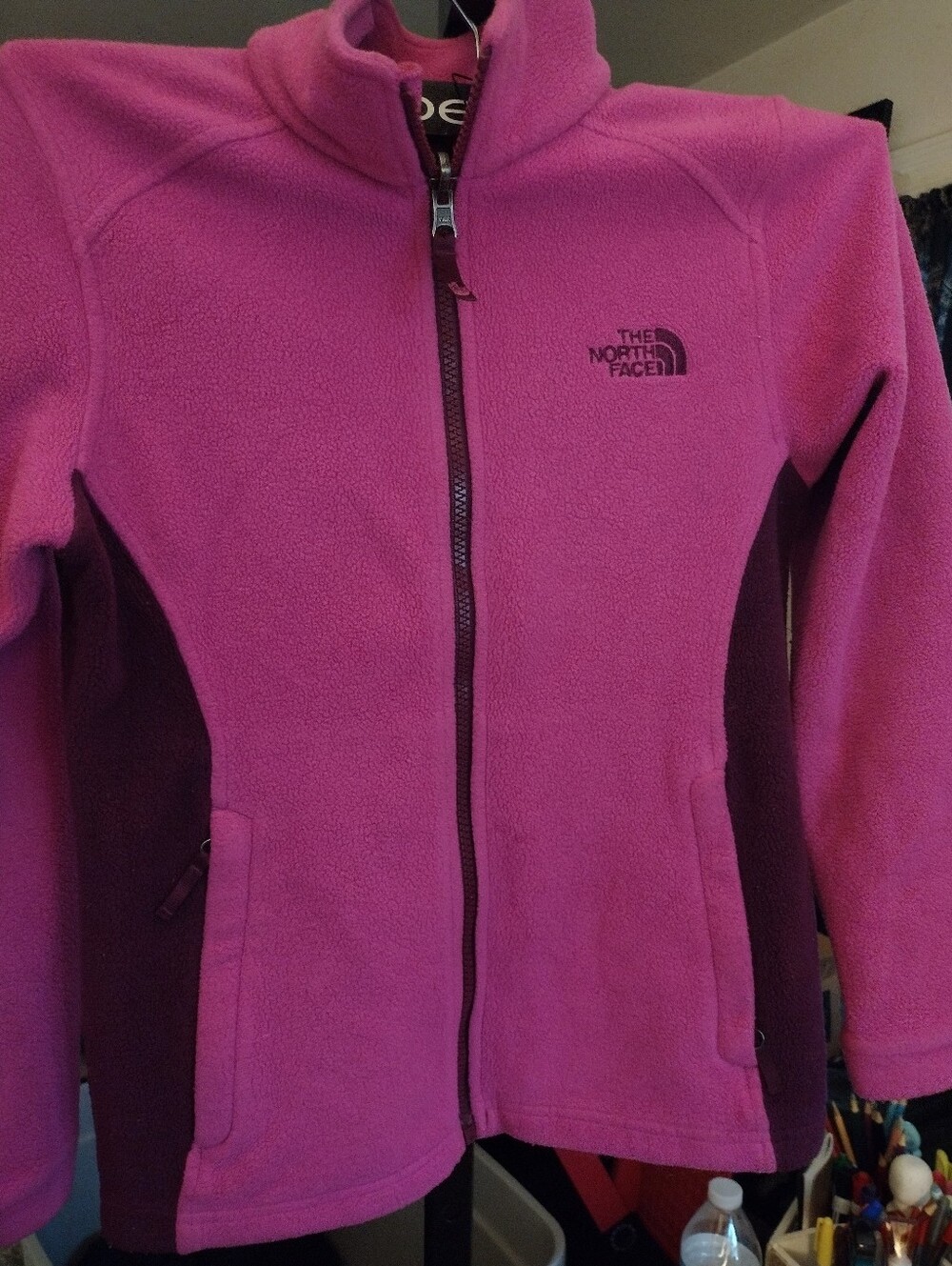 The North Face Kids Bright Pink Fleece Jacket with Dark Pink Panels Medium 10/12